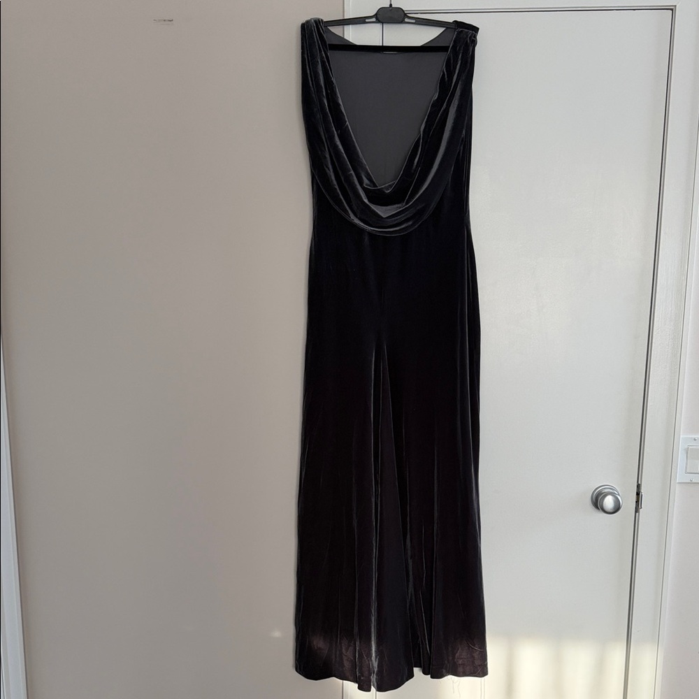 Darya Elegant gray  Velvet Maxi Dress size 14